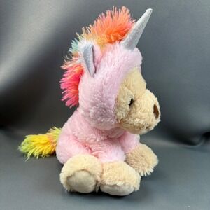 Cute & Cuddly Plush Hooded Dog Pink 9" HU070921 NWT Unicorn Costume Rainbow Mane